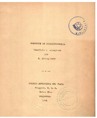 Elementos de Bibliotecología, comp. por E. Irving Mohr, 1935.