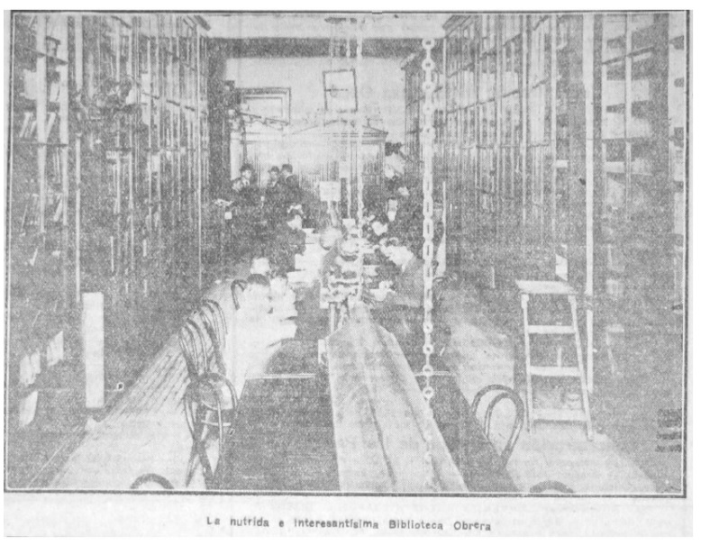 Sala de la Biblioteca Obrera. Fuente: La Vanguardia, 18 de noviembre de 1920