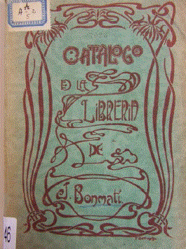 Portada del Catálogo de la Librería de J. Bonmatí, Buenos Aires, s.n., 1901