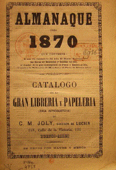 Portada de Almanaque para 1870 y Catálogo de la gran librería y papelería de C.M. Joly